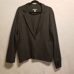 Betabrand 2XL Blazer Jacket Dk Gray Stretch Ponte Knit Comfort Office Career